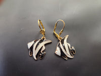 Marine Angelfish Earrings - Black White Gold