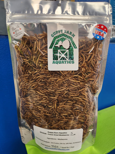 Guppy Barn Aquatics - DEVOUR Freeze Dried Mealworms (Whole)
