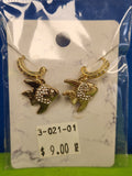 Angelfish Earrings - Gold Rhinestone
